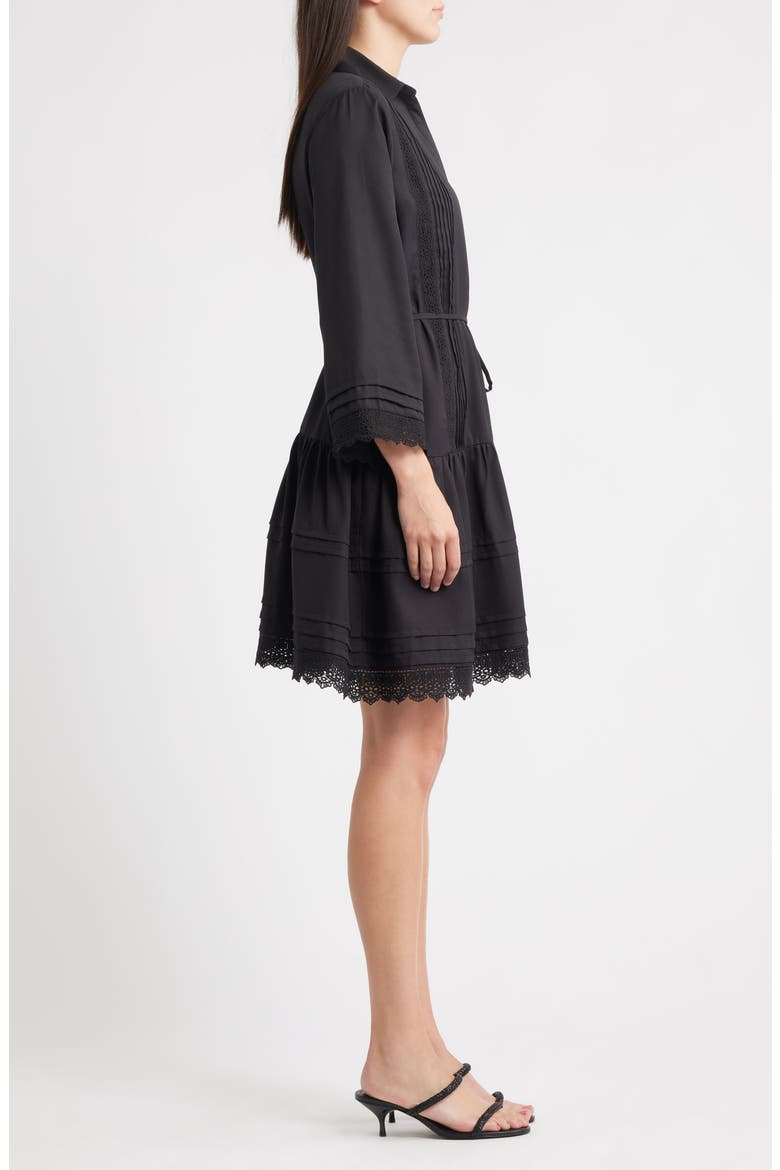 Lace Long Sleeve Shirtdress, Alternate, color, BLACK