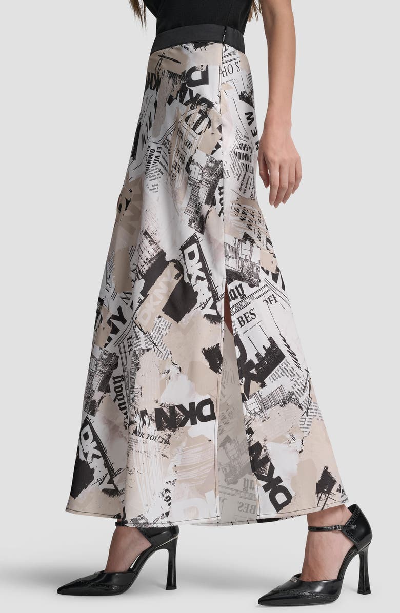 DKNY Newspaper Print Maxi Skirt, Alternate, color, Dkny Headliner