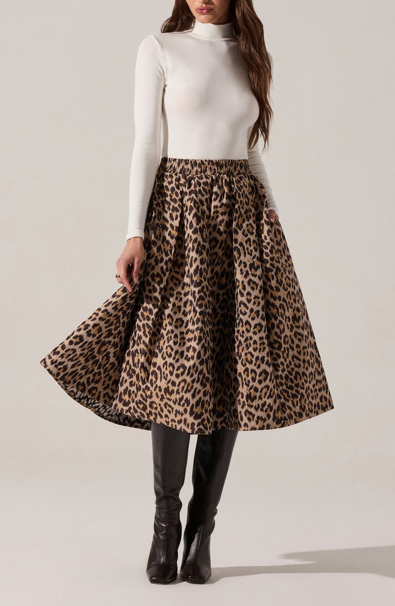 ASTR the Label Andolina Animal Print Midi Skirt, Alternate, color, Leopard Print