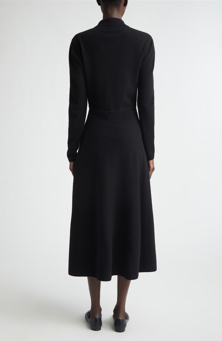 Etro Mixed Media Long Sleeve Wool & Cashmere Midi Sweater Dress, Alternate, color, Black