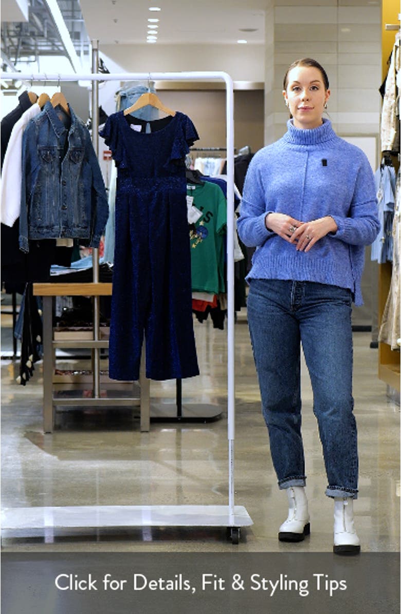 Kids' Metallic Flutter Sleeve Jumpsuit, sales video thumbnail