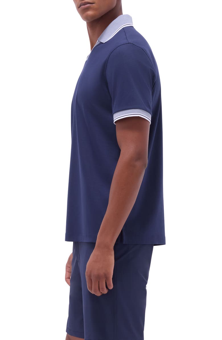 Bugatchi Tipped Johnny Collar Polo, Alternate, color, Navy