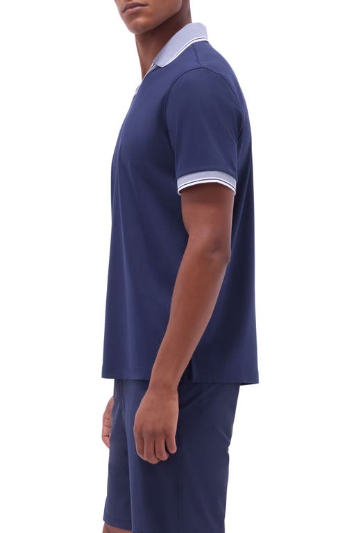 Bugatchi Tipped Johnny Collar Polo In Navy