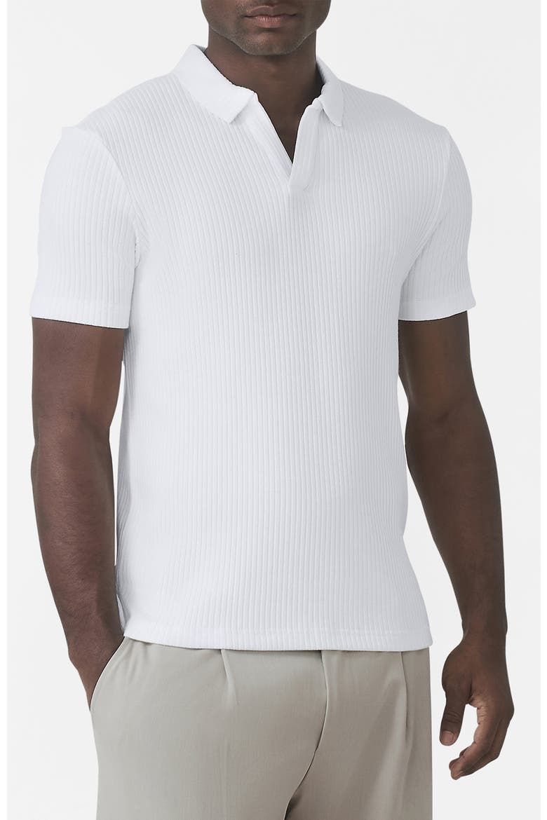 Elysee Slim Ribbed Revere Polo, Alternate, color, White