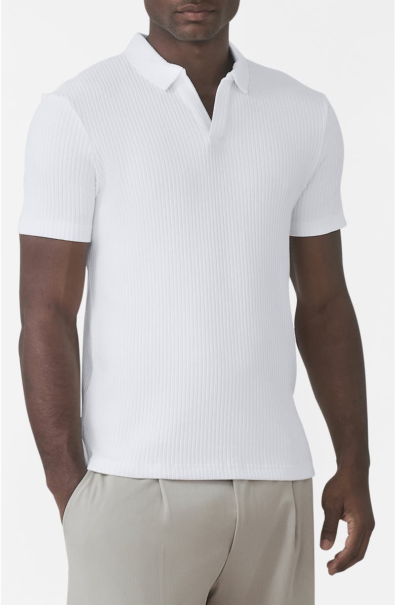 MAUVAIS Elysee Slim Ribbed Revere Polo, Alternate, color, White