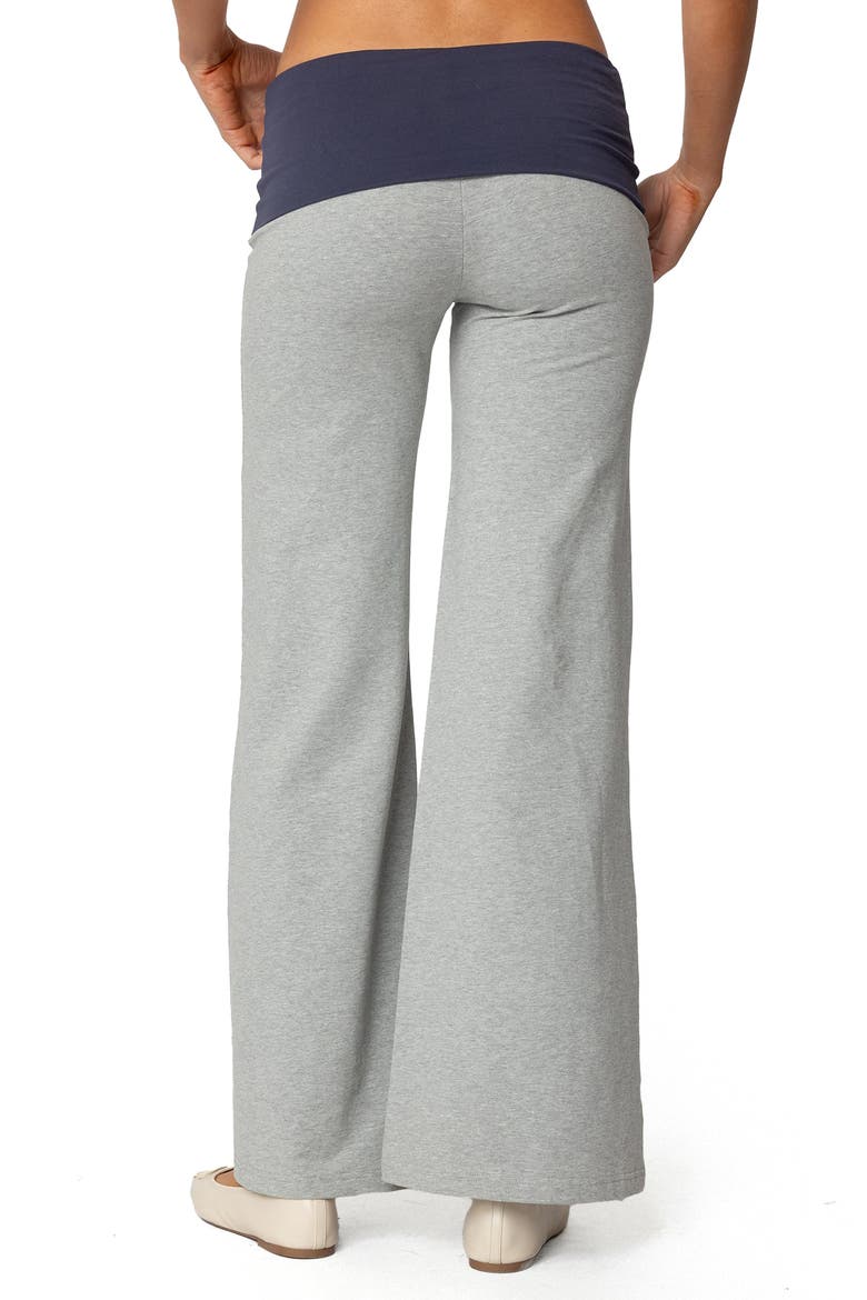Contrast Foldover Wide Leg Pants, Alternate, color, GRAY-MELANGE