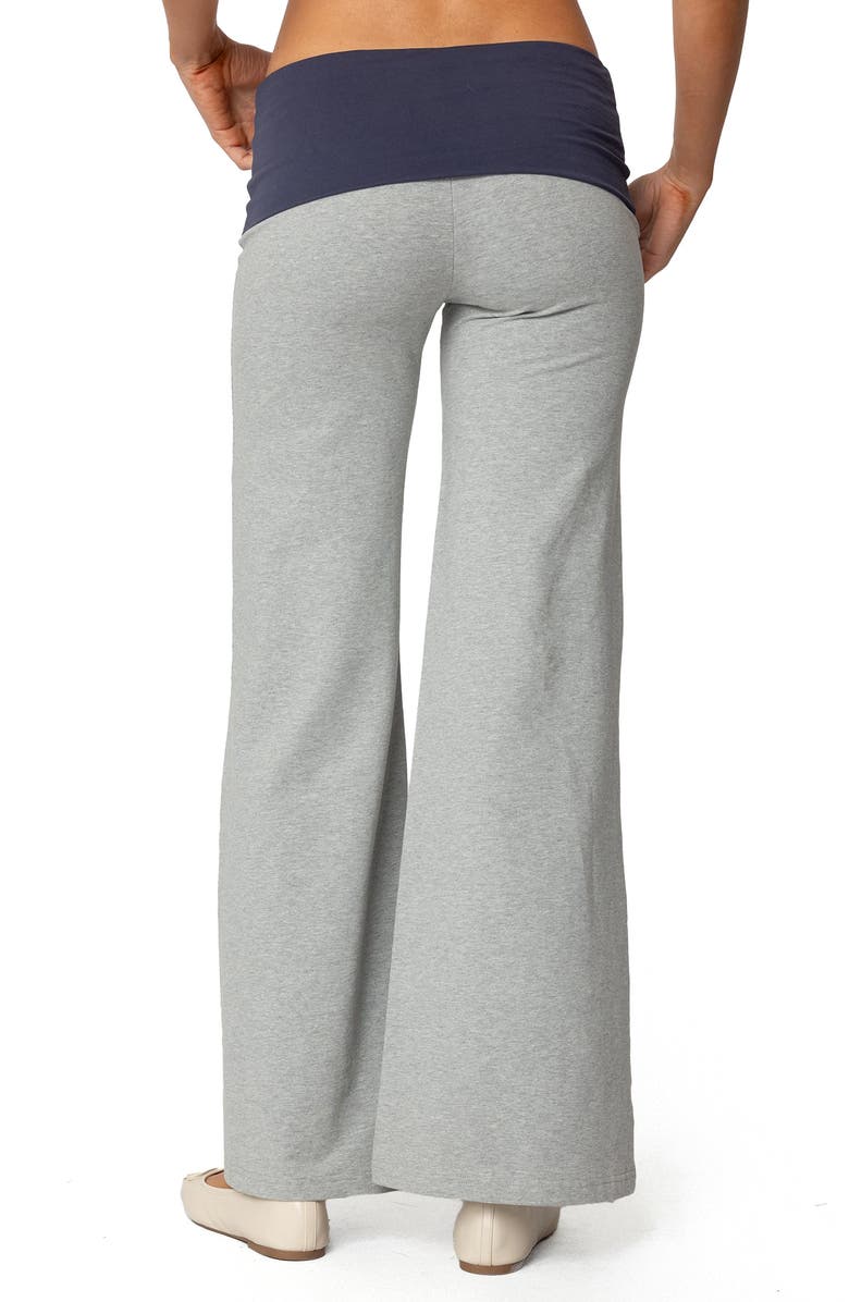 EDIKTED Contrast Foldover Wide Leg Pants, Alternate, color, Gray-Melange