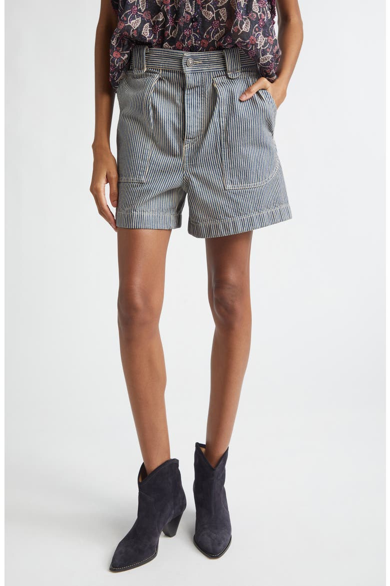 Eveja Striped Cotton Shorts, Main, color, BLUE/ WHITE