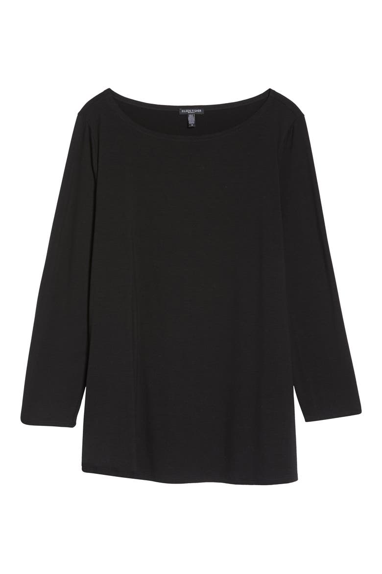 Bateau Neck Tunic, Alternate, color, BLACK