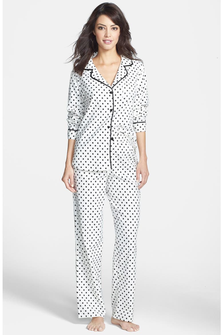 Flannel Pajamas, Main, color, PRISTINE/ BLACK DOT