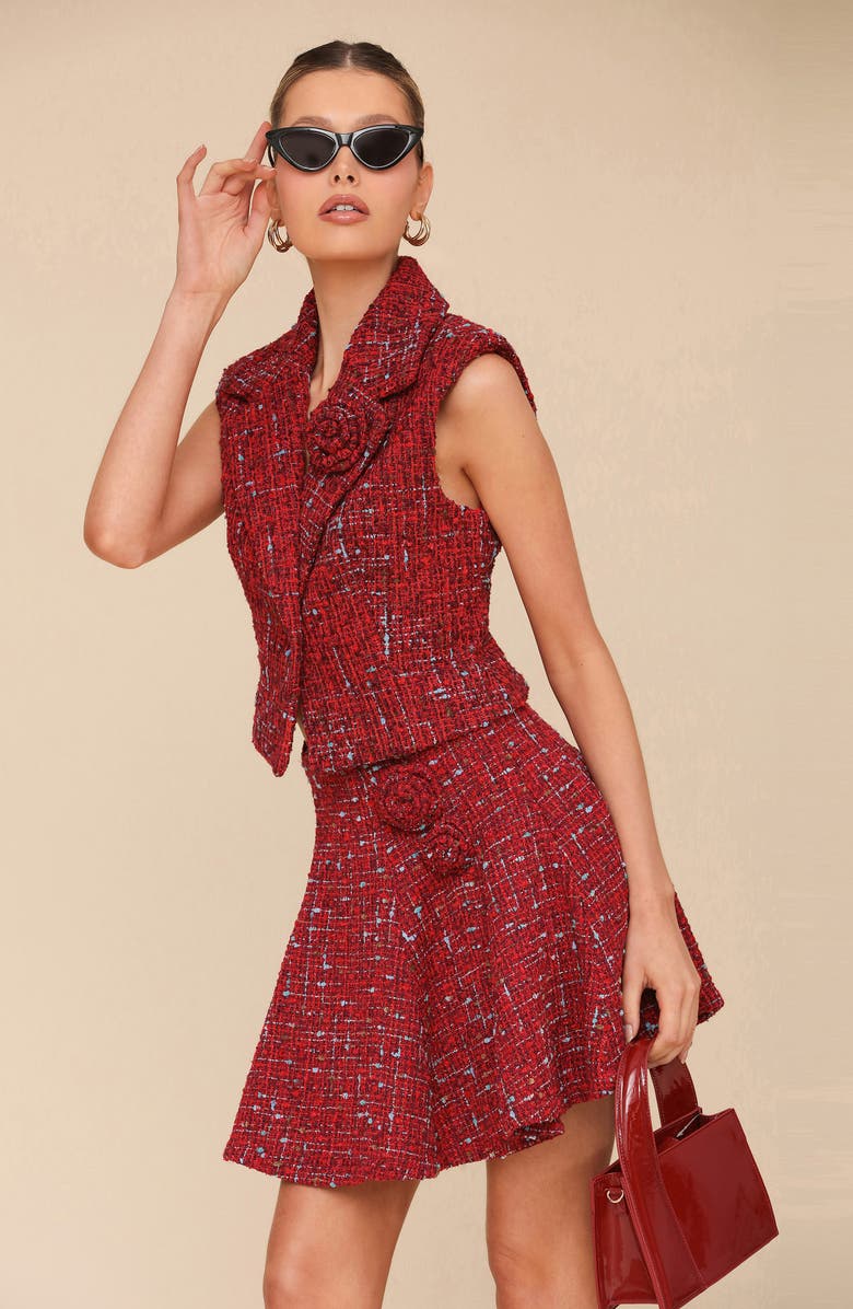 Avec Les Filles Tweed One-Button Vest, Alternate, color, 