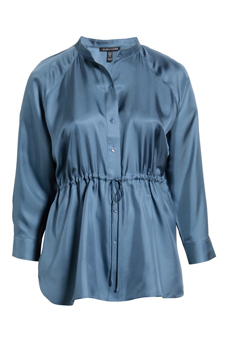 Silk Mandarin Collar Shirt, Alternate, color, COLDSPRING
