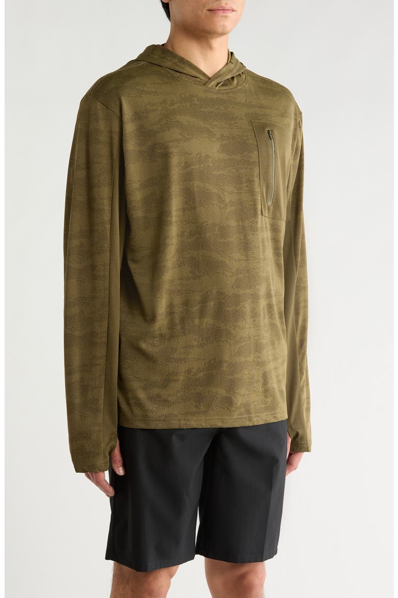 Journey Water Resistant Performance Sun Hoodie, Alternate, color, OLIVE TIGER CAMO