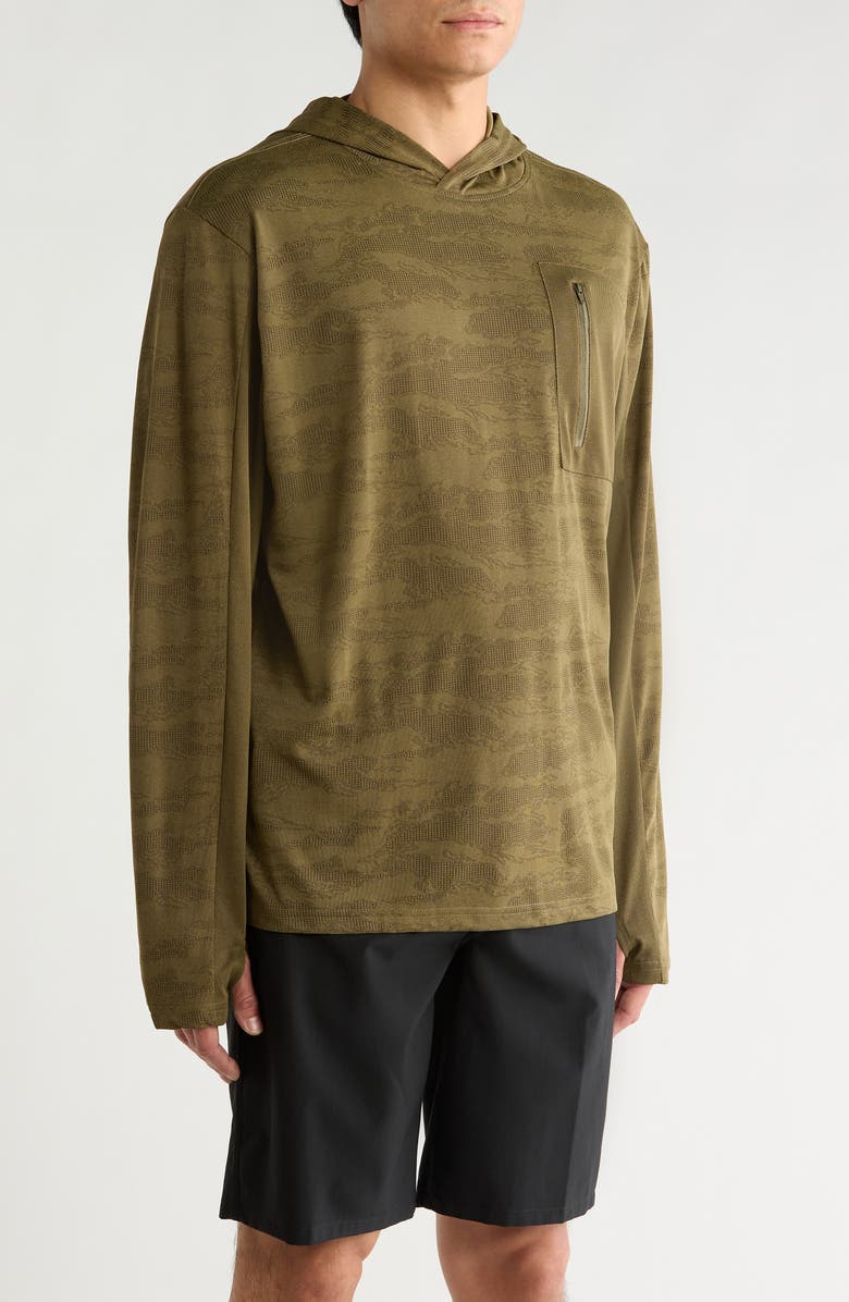Brixton Journey Water Resistant Performance Sun Hoodie, Alternate, color, Olive Tiger Camo