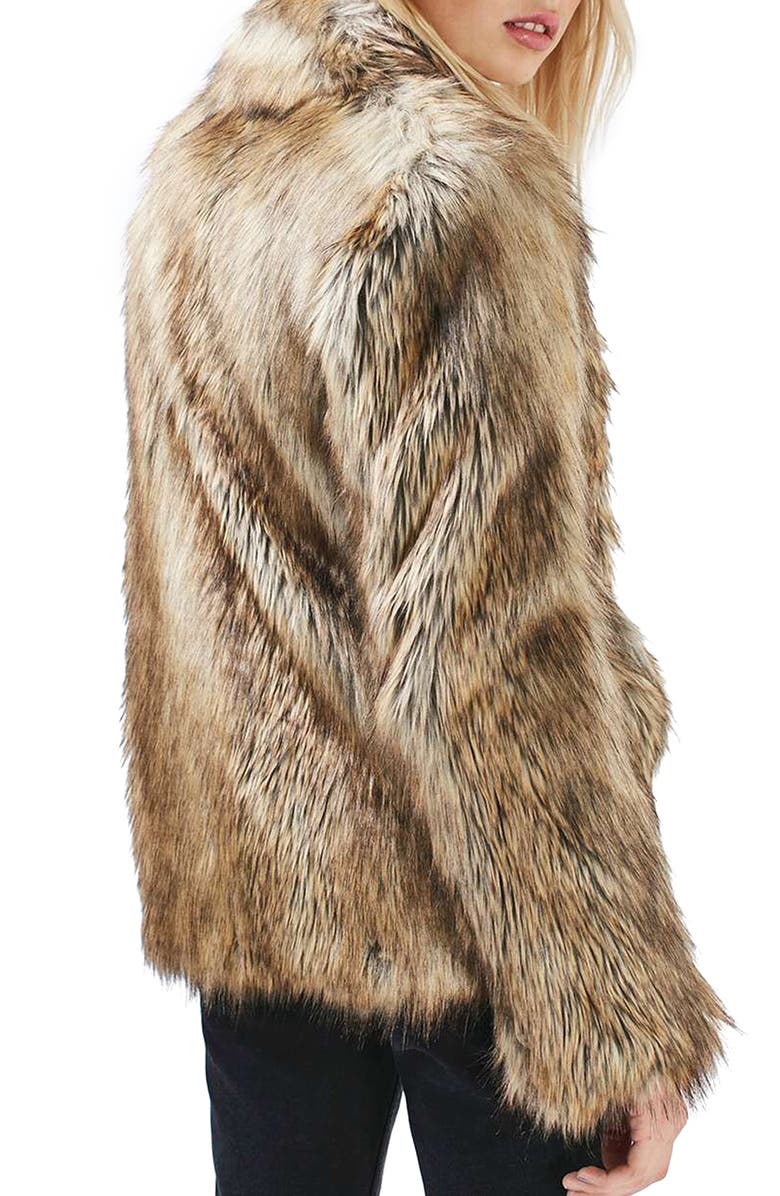 Topshop Ultimate Faux Fur Coat, Alternate, color,