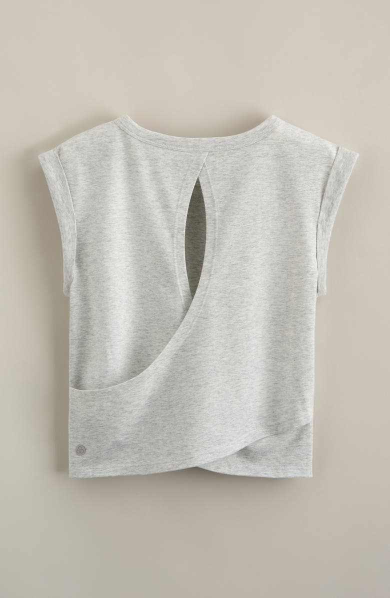 Zella Girl Kids' Breeze Back Tee, Alternate, color, Grey Light Heather