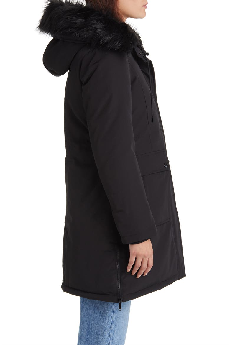 Faux Fur Trim Parka, Alternate, color, BLACK