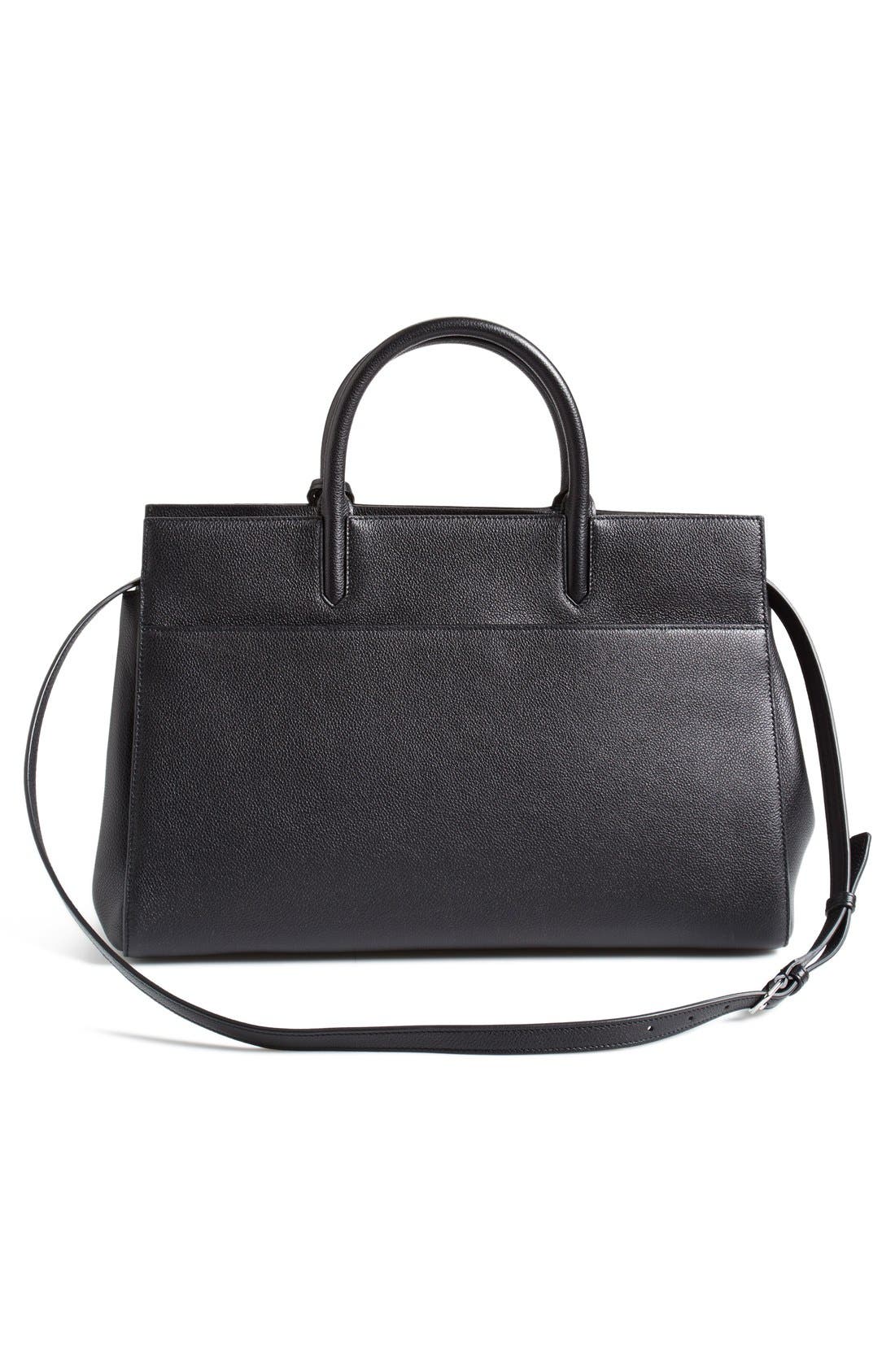 Saint Laurent 'Medium Cabas Rive Gauche' Grained Leather Satchel, Alternate, color, 