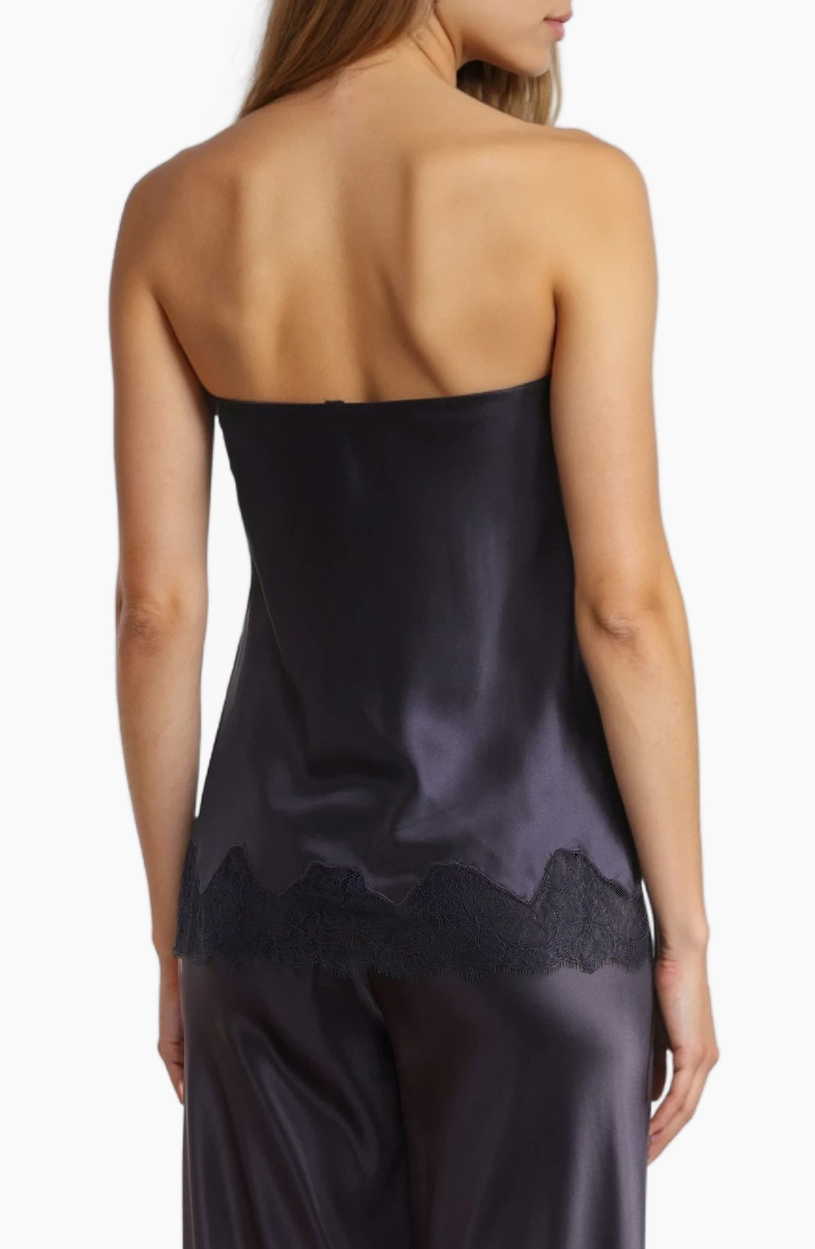 Odessa Lace Trim Strapless Silk Top - image 2