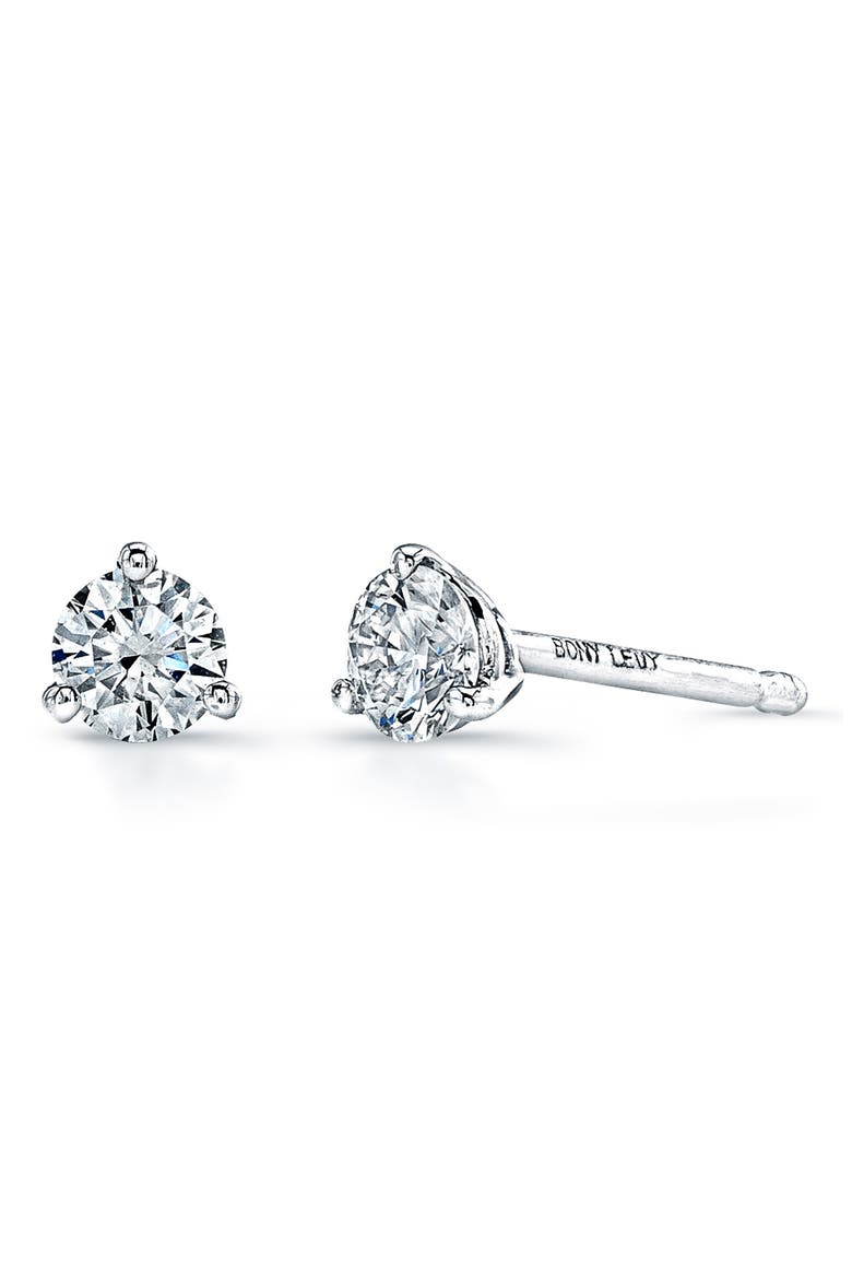 18K Gold Round Cut Diamond Stud Earrings - .05ct.–.50ct., Alternate, color, WHITE