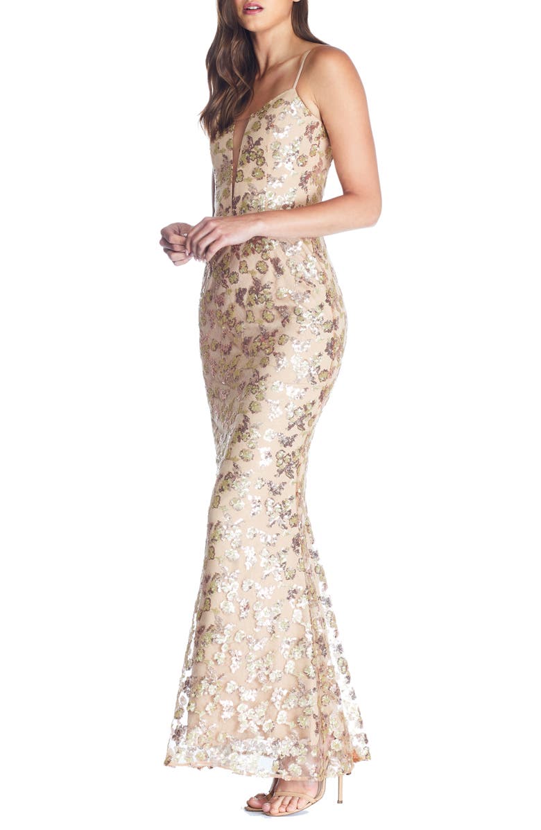 Dress the Population Mara Lace & Sequin Evening Gown, Alternate, color,