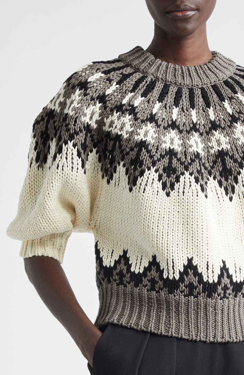 Altuzarra Marty Fair Isle Sweater, Alternate, color, Toffee