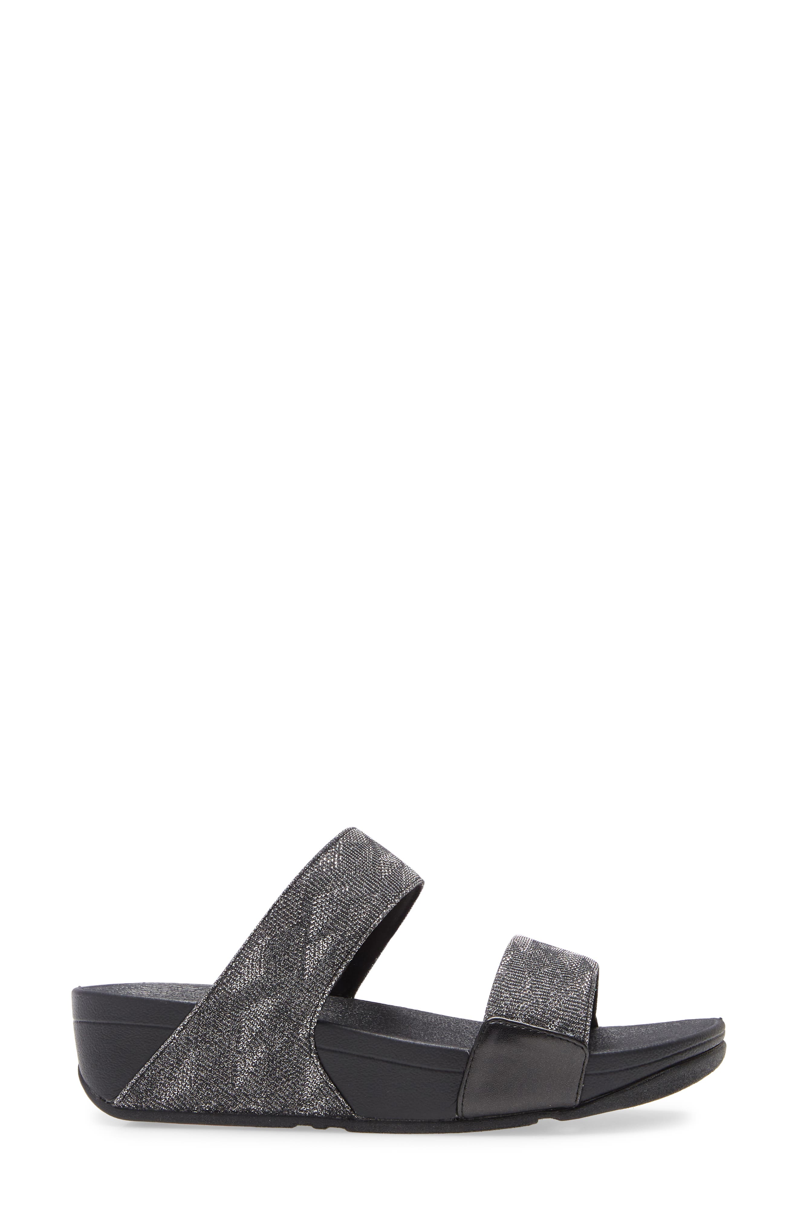 FitFlop Lulu Glitz Slide Sandal, Alternate, color, All Black