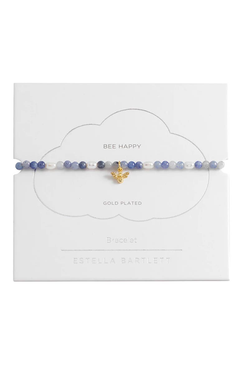 Blue Aventurine Beaded Bee Bracelet, Main, color, GOLD