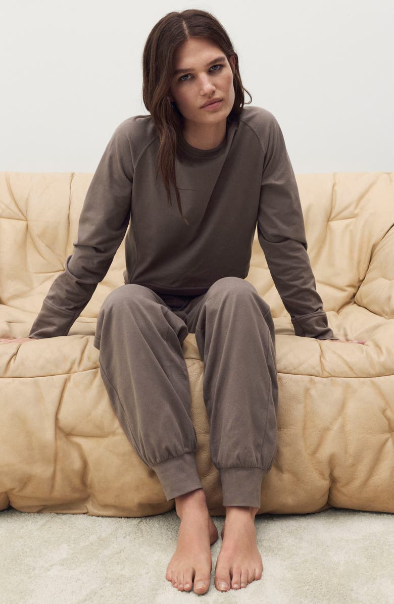 MANGO Fluid Cotton Sweatshirt, Alternate, color, Coffee