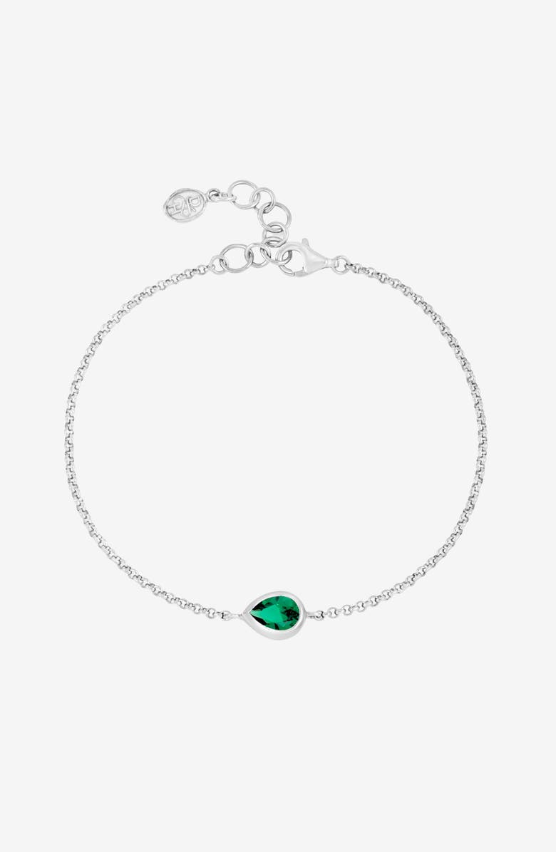 Dower & Hall Green Garnet Pear Chain Bracelet, Main, color, Sterling Silver