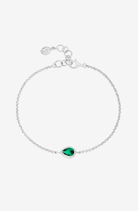Green Garnet Pear Chain Bracelet