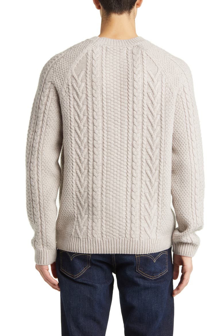 Heavyweight Wool Cable Fisherman Sweater, Alternate, color, OATMEAL