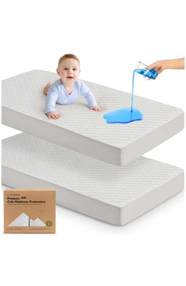 KeaBabies 2-Pack Mavy Protect+ Waterproof Crib Mattress Protector, Main, color, Pearl Gray