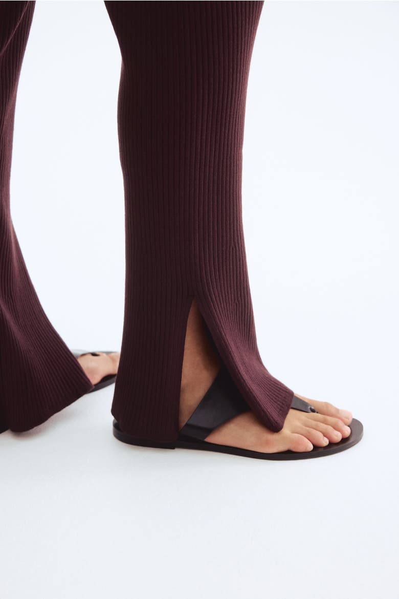 Rib-knit Trousers, Alternate, color, Dark brown