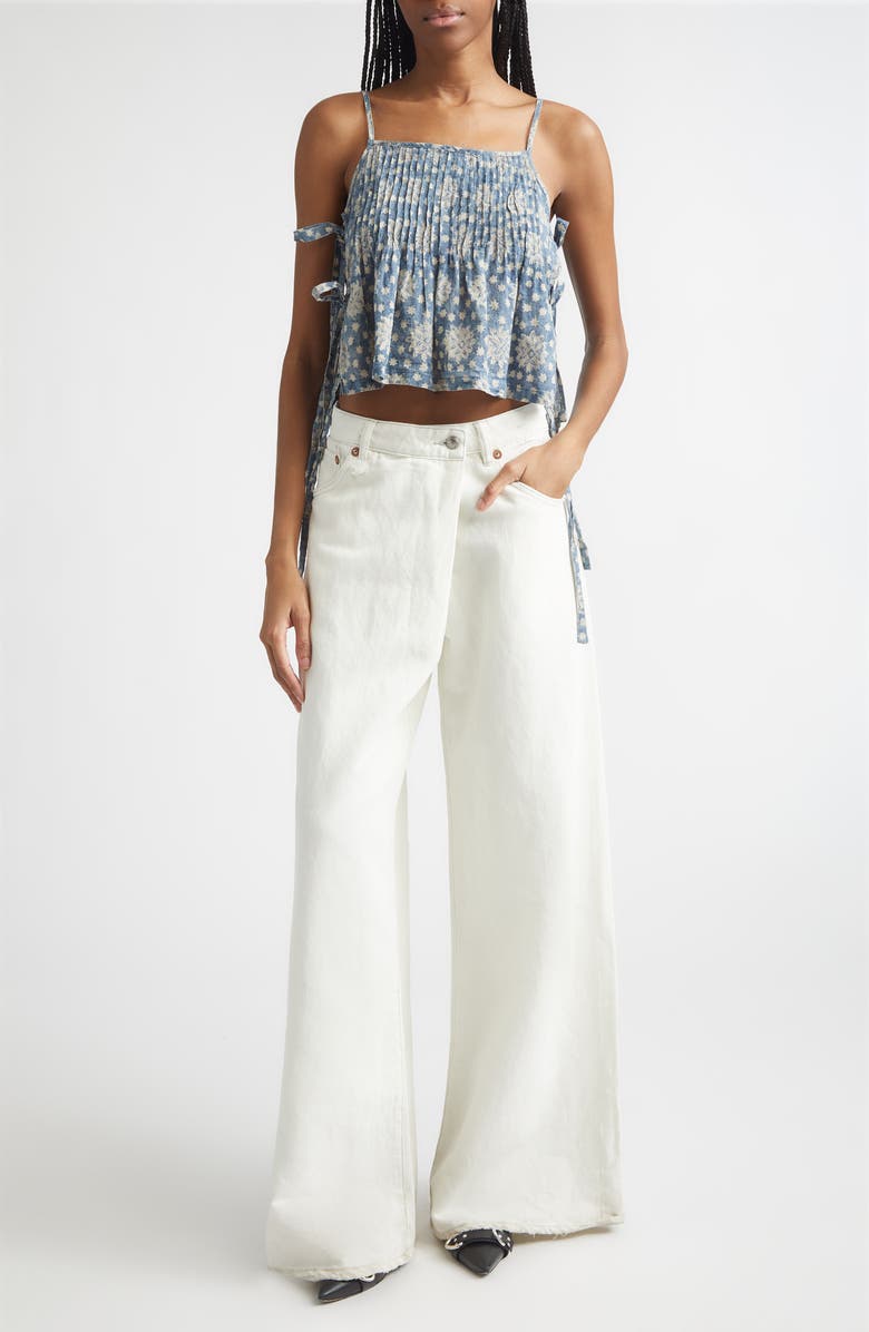 R13 Square Neck Camisole, Alternate, color, Indigo Medallion Print