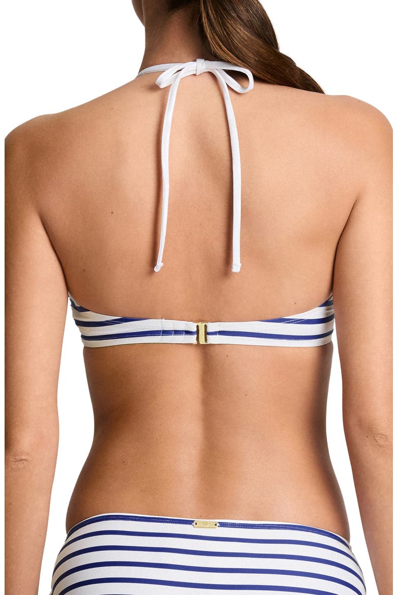 Shirred V-Wire Bikini Top, Alternate, color, SEASIDE STRIPE