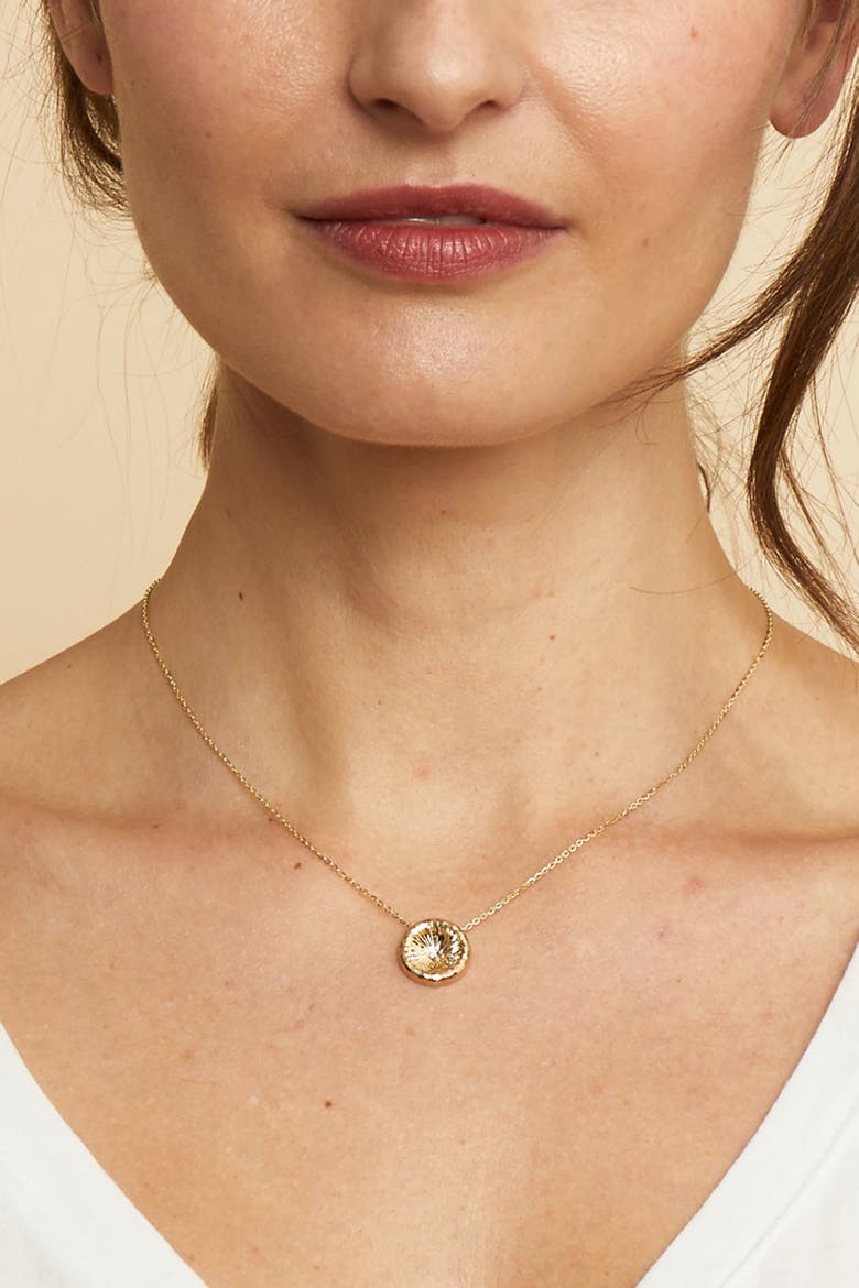14K Yellow Gold Sunburst Round Necklace, Alternate, color, Yellow Gold
