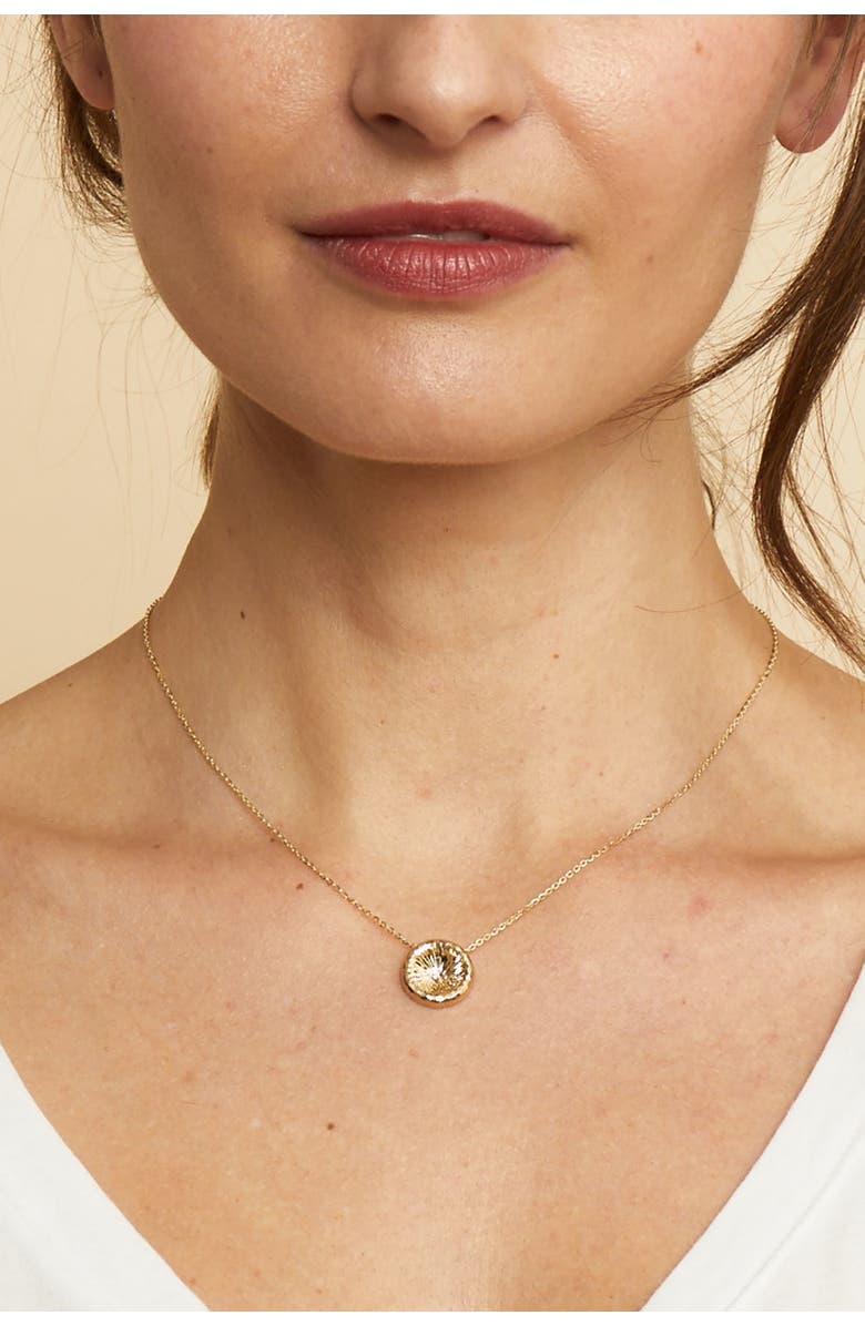 Oradina 14K Yellow Gold Sunburst Round Necklace, Alternate, color, Yellow Gold