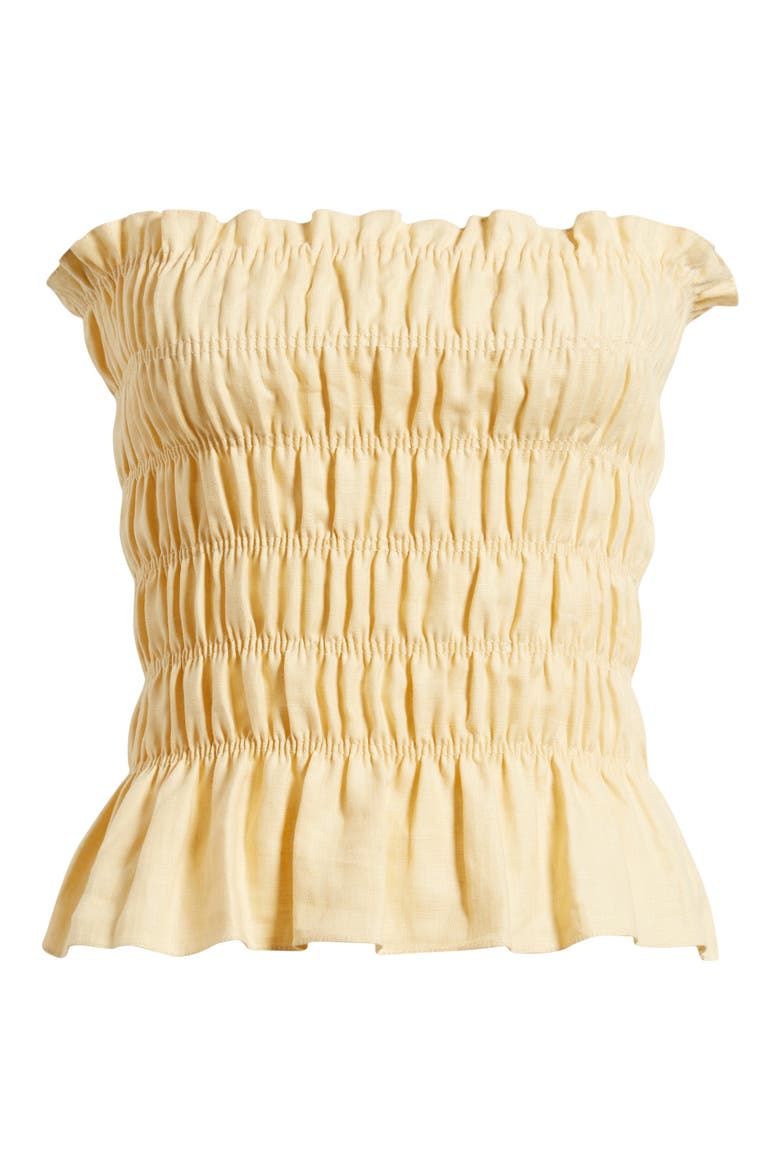 Tiera Smock Strapless Linen Top, Alternate, color, DAFFODIL