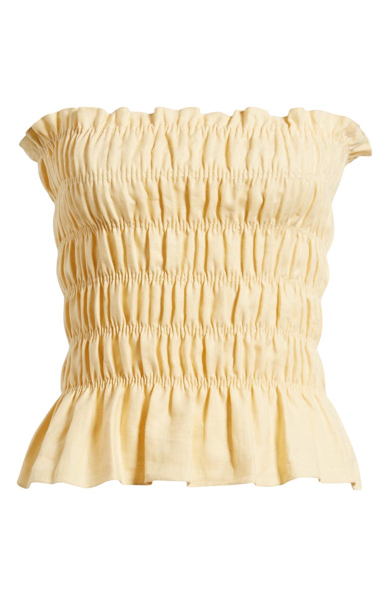Faithfull the Brand Tiera Smock Strapless Linen Top, Alternate, color, Daffodil