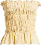 Faithfull the Brand Tiera Smock Strapless Linen Top
