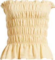 Faithfull the Brand Tiera Smock Strapless Linen Top
