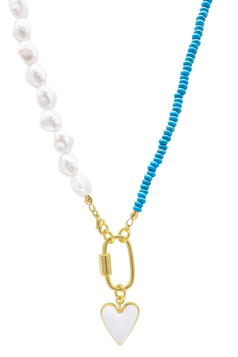 Turquoise & Freshwater Pearl Necklace, Alternate, color, BLUE