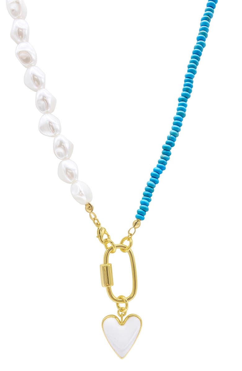 Adornia Turquoise & Freshwater Pearl Necklace, Alternate, color, Blue