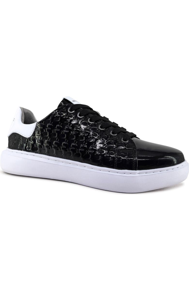 KARL LAGERFELD PARIS Pol Patent Emboss Low Top Sneaker, Main, color, Black