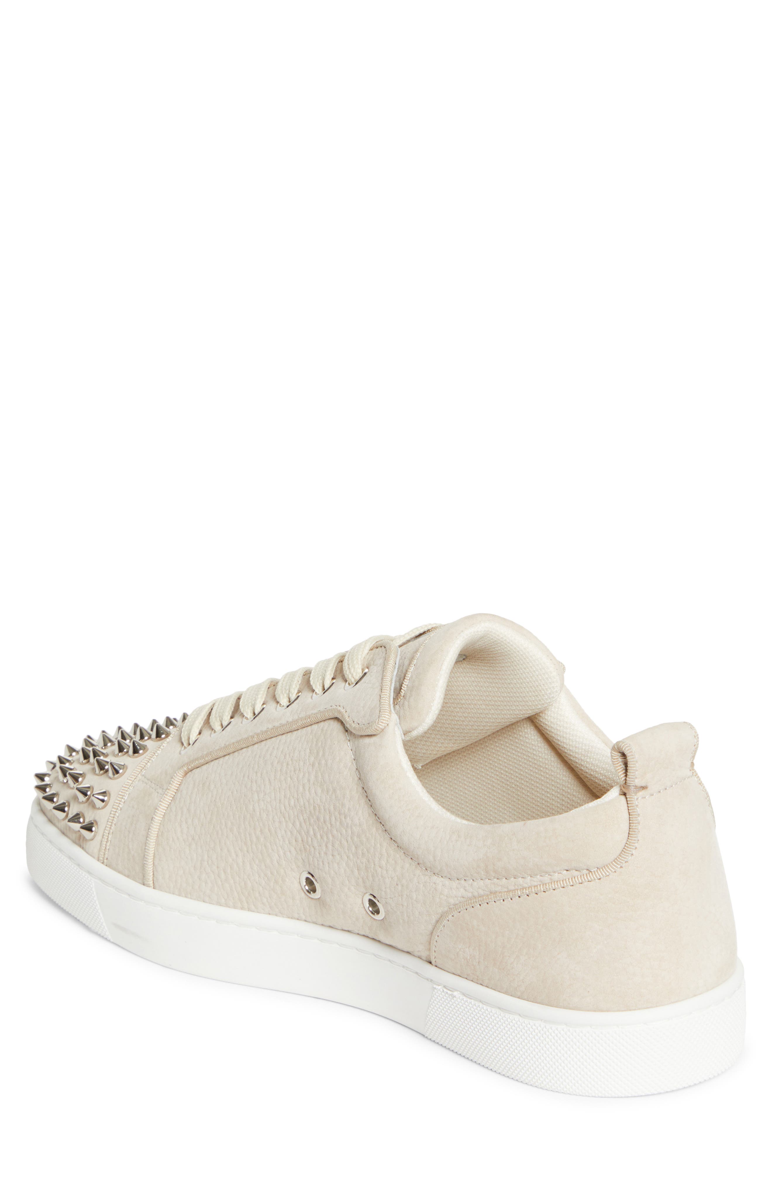 Christian Louboutin Louis Junior Spikes Orlato Sneaker, Alternate, color, Beige/ Silver