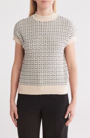T Tahari Short Sleeve Crew Sweater