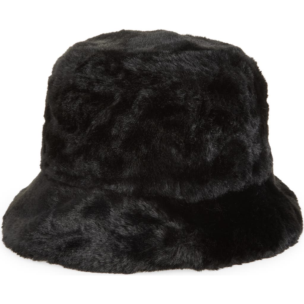 Tasha Faux Fur Bucket Hat In Black