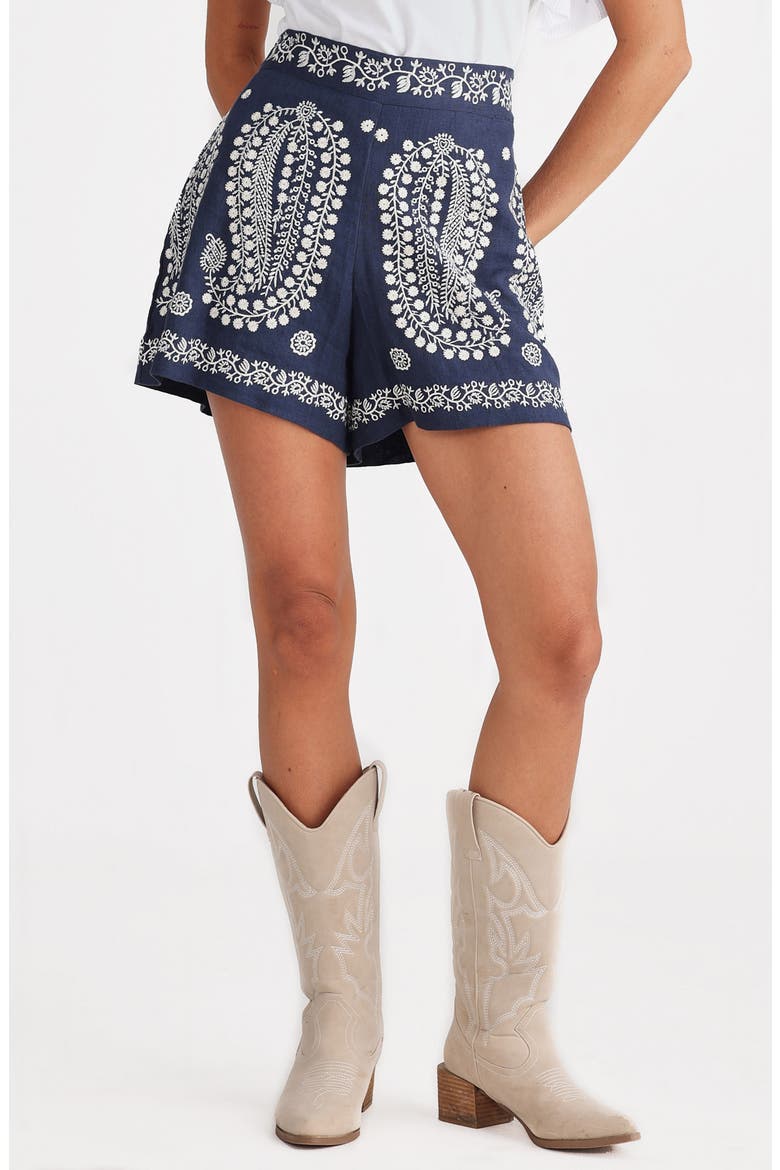 Johari Shorts, Main, color, NAVY W EMBROIDERY