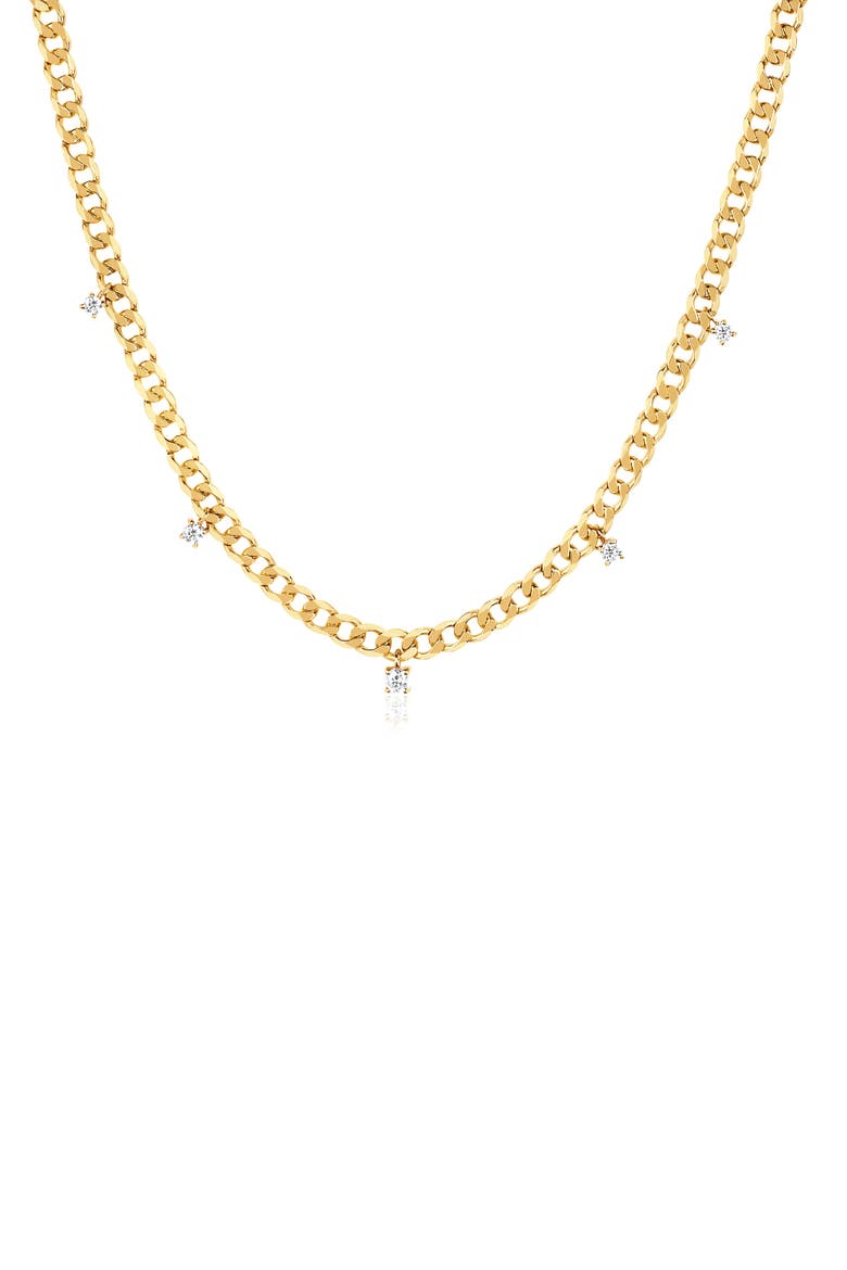 Diamond Curb Chain Necklace, Main, color, 14K YELLOW GOLD